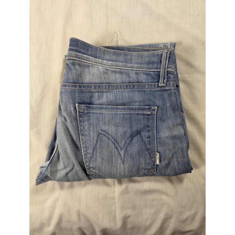 Mother Rascal Straight Leg Jeans Womens 29 Light Wash Raw Hem 1054-114